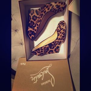 Christian Louboutin Pony Hair Leopard Wedges Sz 38